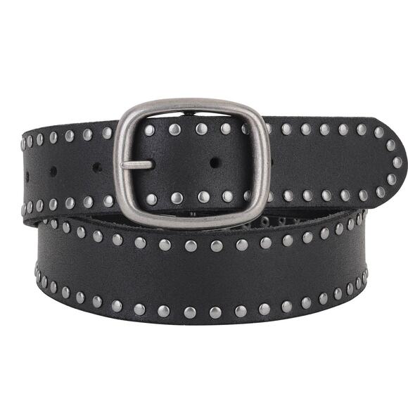 Genuine Leather Belt Silver Studded Buckle